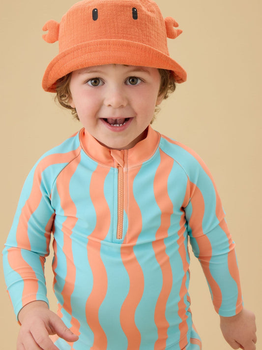 Dsiney Kidz - KIDLY by MORI Turquiose Orange Sunsafe Zip Rash Vest image 2