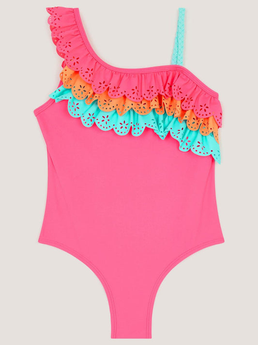 Dsiney Kidz - Monsoon Pink Asymmetrical Broderie Tier Swimsuit image 2