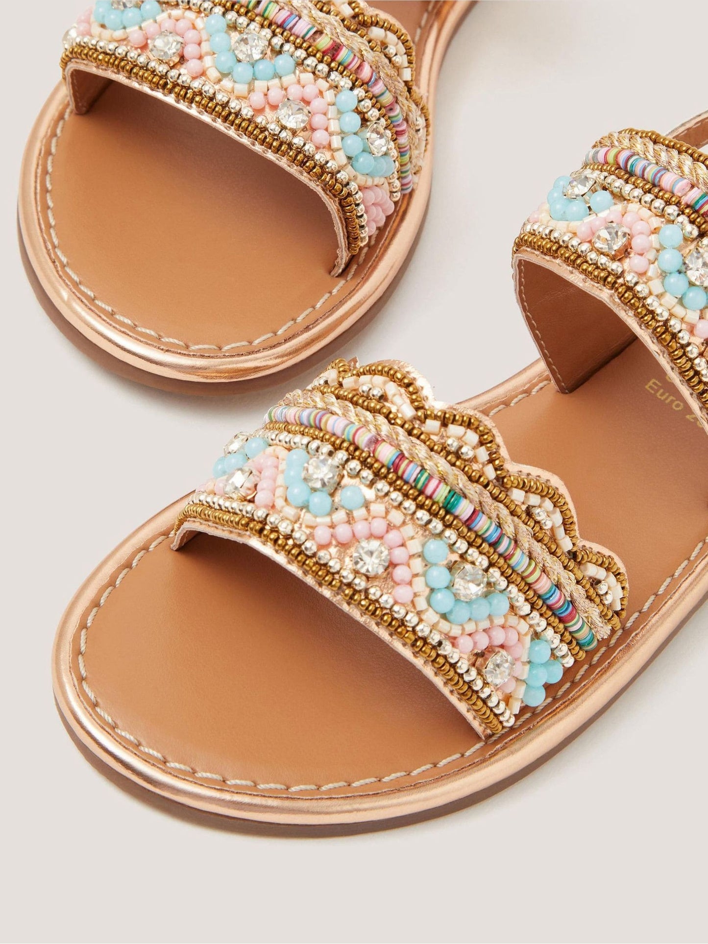 Monsoon Blue Double Strap Beaded Sandals image 3