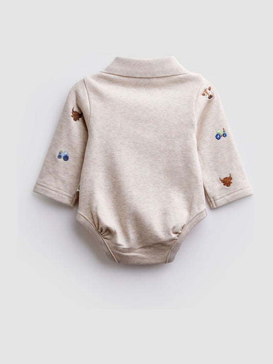 Dsiney Kidz - Jojo Maman Bébé Natural Farmyard All Over Embroidered Bodysuit image 2