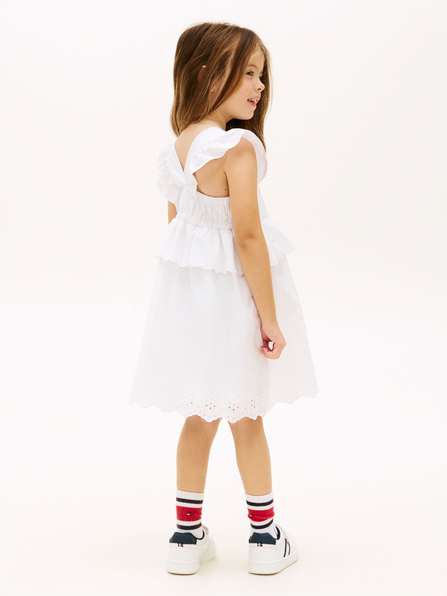 Tommy Hilfiger White Broderie Anglaise Tiered Gathered Dress image 4