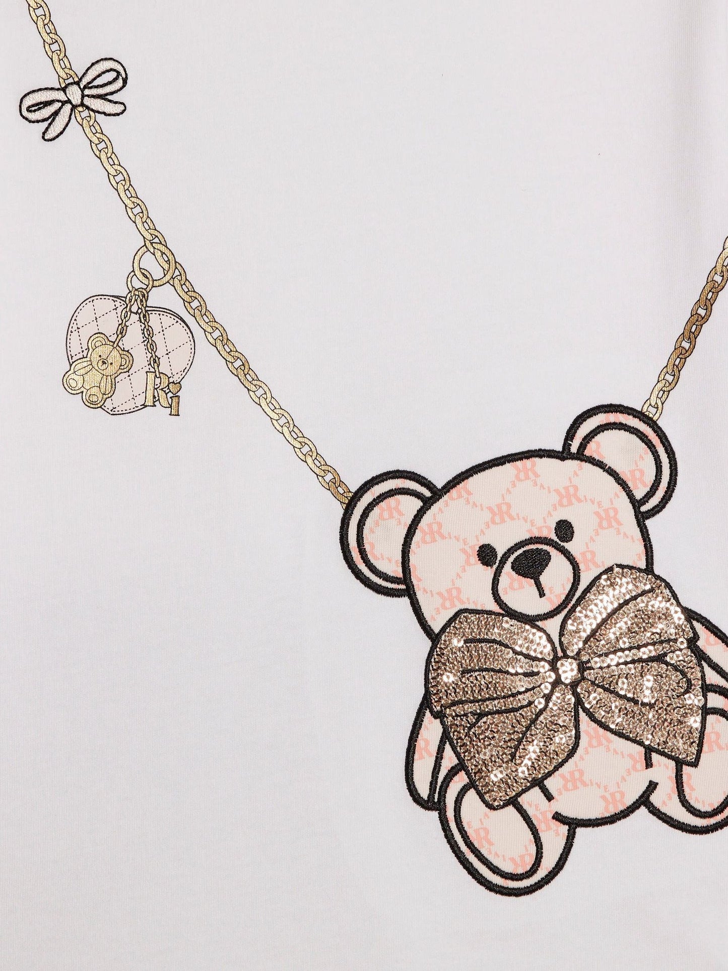 River Island White Sequin Bear & Bag T-Shirt & Leggings Set image 5