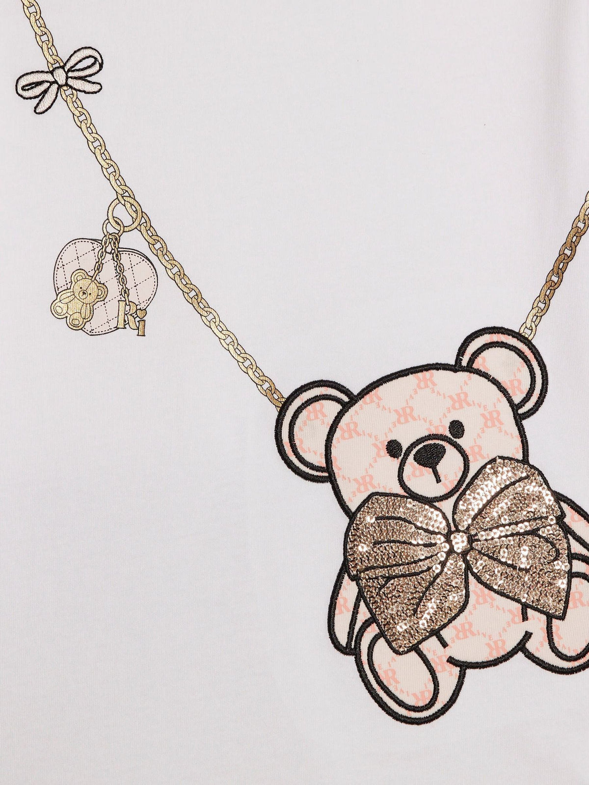 Dsiney Kidz - River Island White Sequin Bear & Bag T-Shirt & Leggings Set image 5