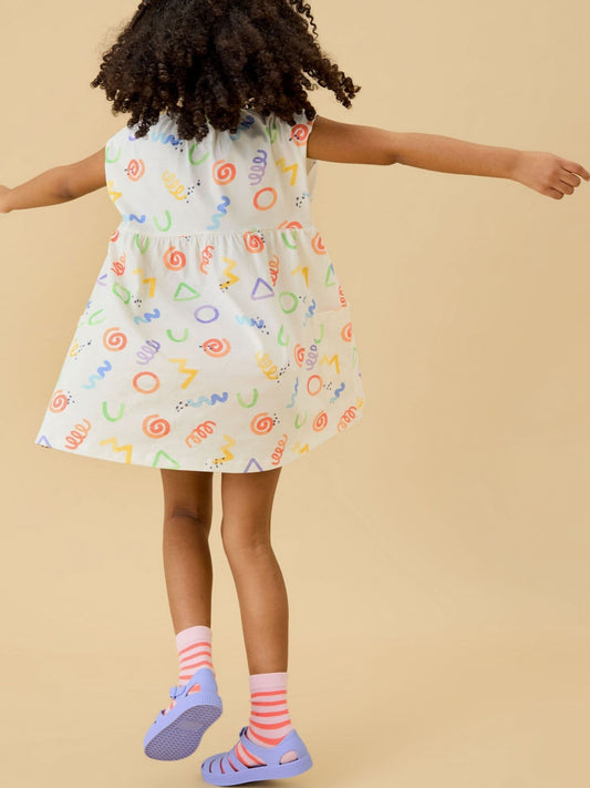 Dsiney Kidz - KIDLY by MORI Cream All Over Print Soft Cotton Jersey Dress image 2