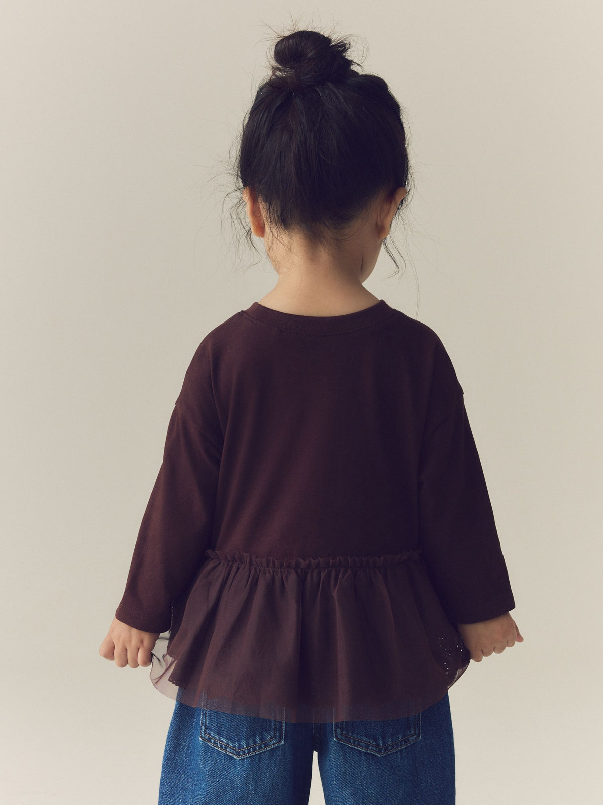 Brown Long Sleeve Mesh Hem Top (3mths-7yrs) - image 4