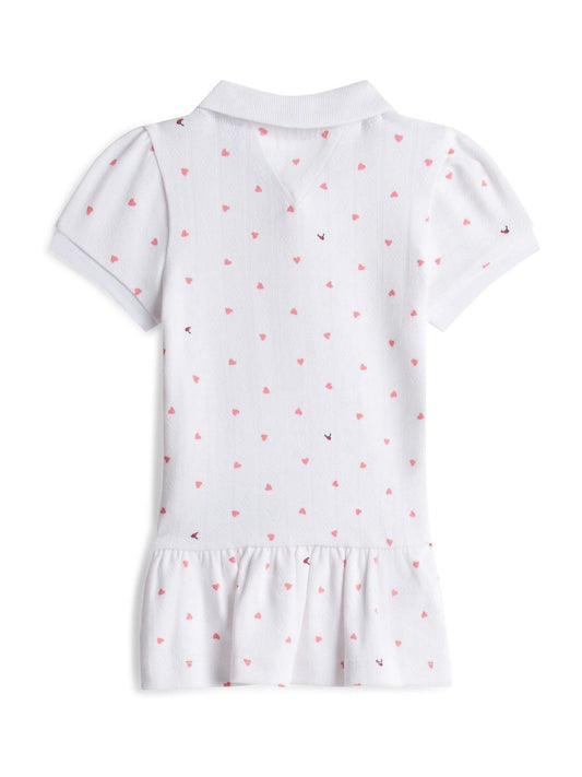 Tommy Hilfiger White Heart Print Pointelle Polo Dress image 2