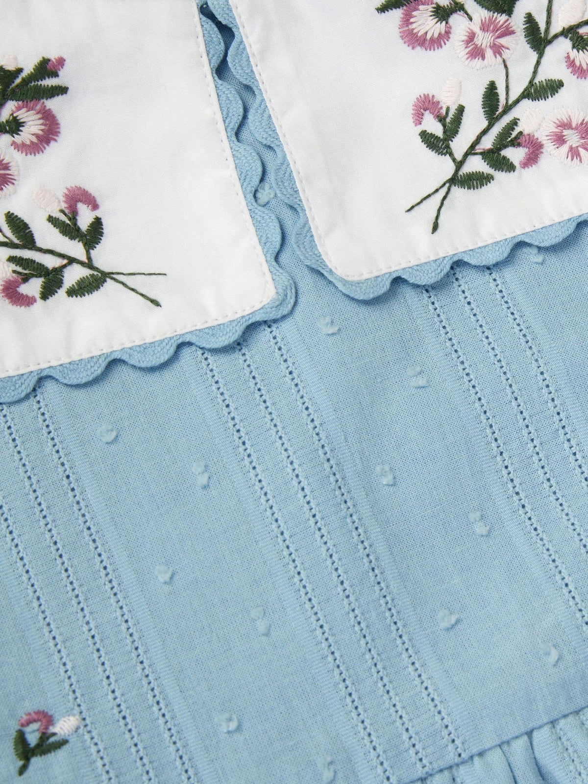 Dsiney Kidz - Monsoon Blue Floral Embroidered Collar Dobby Dress image 4