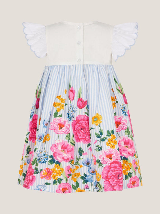 Monsoon Blue Baby Floral Print Cotton Dress image 2