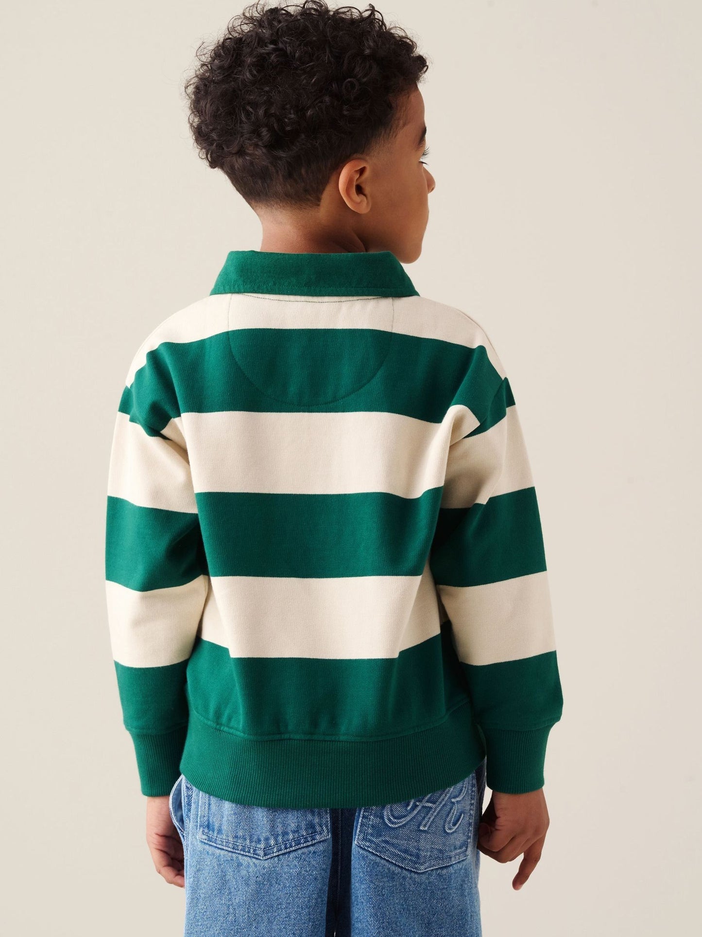 Dsiney Kidz - Angel & Rocket Green Shay Stripe Rugby Sweat Top image 5