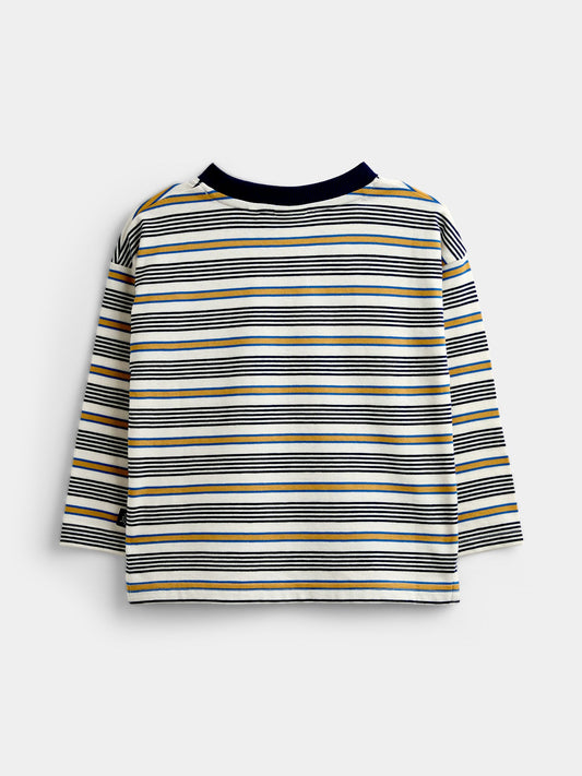 JoJo Maman Bébé Natural Varsity Badge Striped Top - image 2