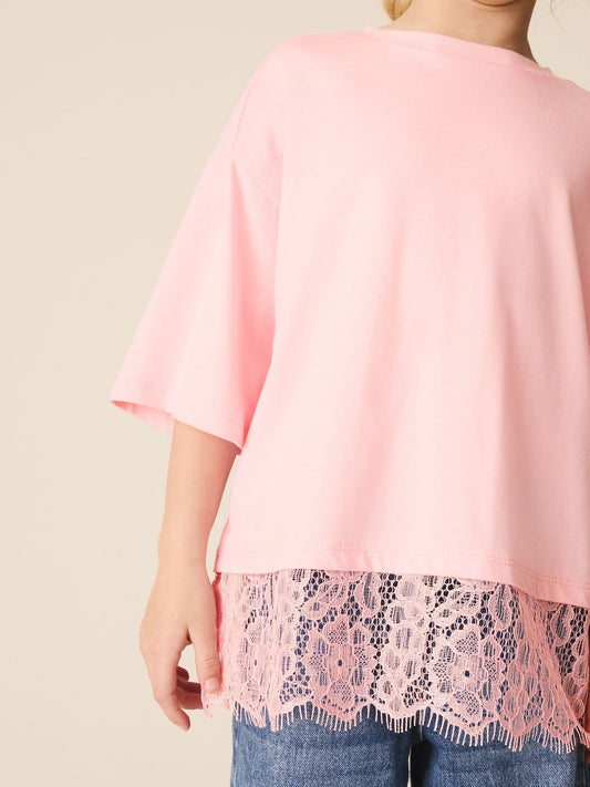 Dsiney Kidz - Pink Lace Hem T-Shirt (3-16yrs) image 2