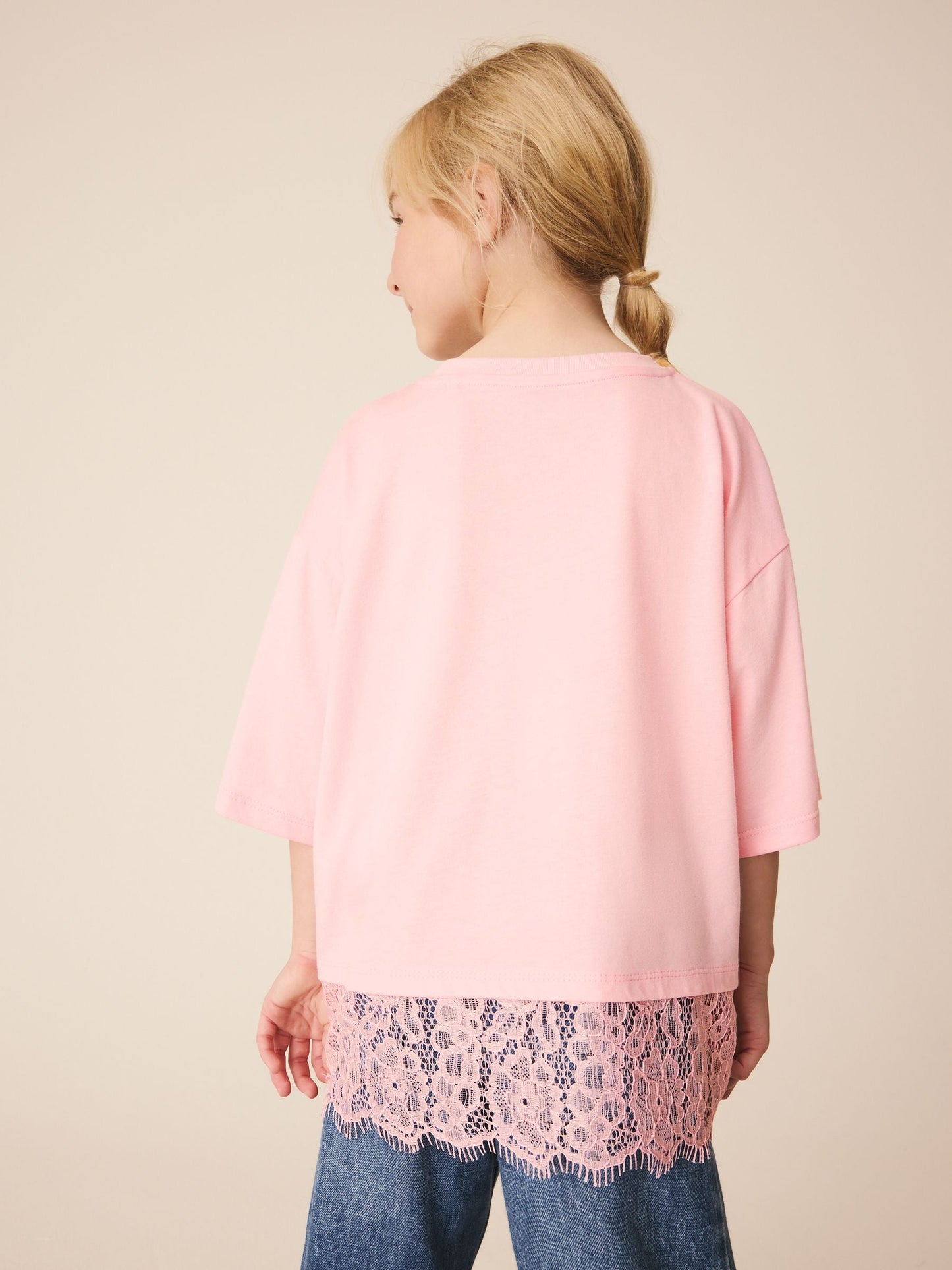 Dsiney Kidz - Pink Lace Hem T-Shirt (3-16yrs) image 3