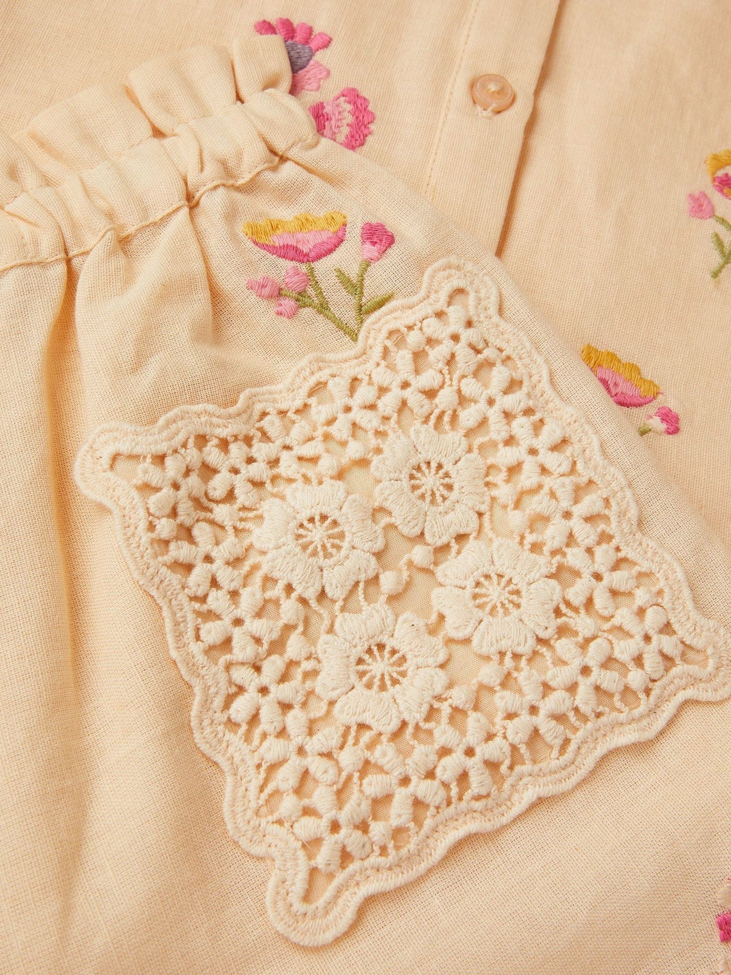 Monsoon Cream Cassia Floral Embroidered Top & Trousers Set image 4