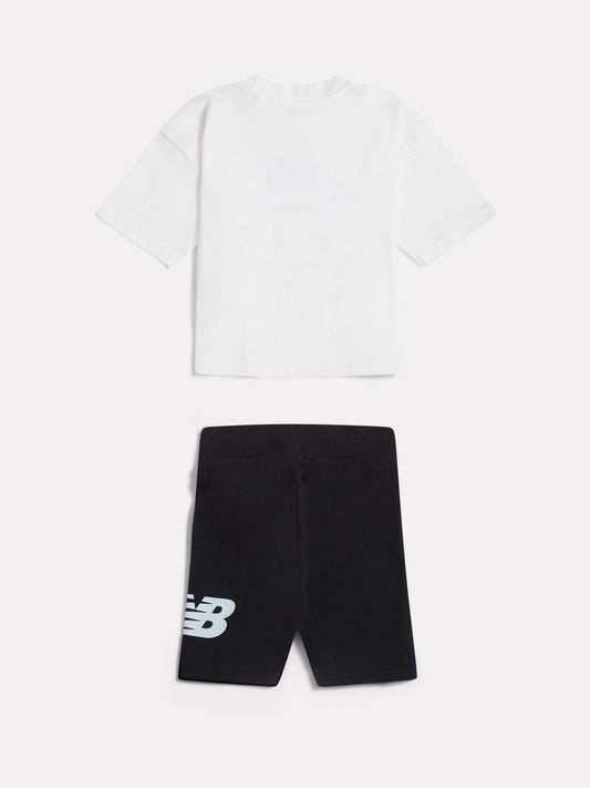 Dsiney Kidz - New Balance White Stacked Logo T-Shirt and Cycle Shorts Set image 2
