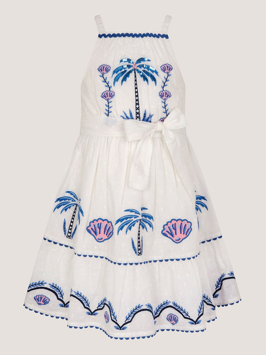 Dsiney Kidz - Monsoon Cream Shell & Palm Embellished Dress image 2
