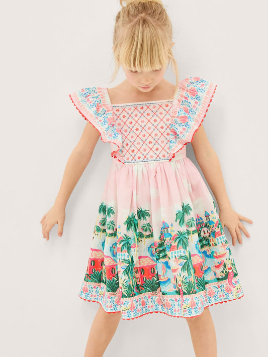 Disney Kidz - Monsoon Pink Resort Scene Smock Dress image 1