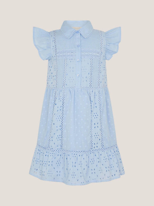 Monsoon Blue Broderie Shirt Dress image 2