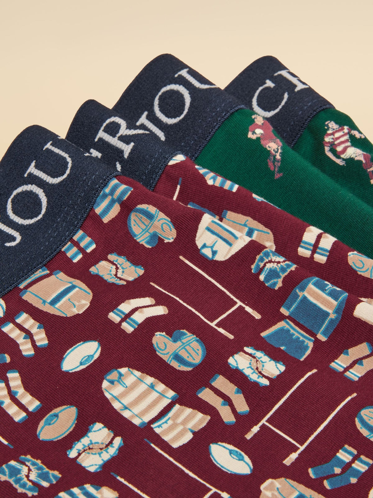 Dsiney Kidz - Joules Ruck and Roll Red/Green Cotton Jersey Boxer Shorts 2 pack image 3