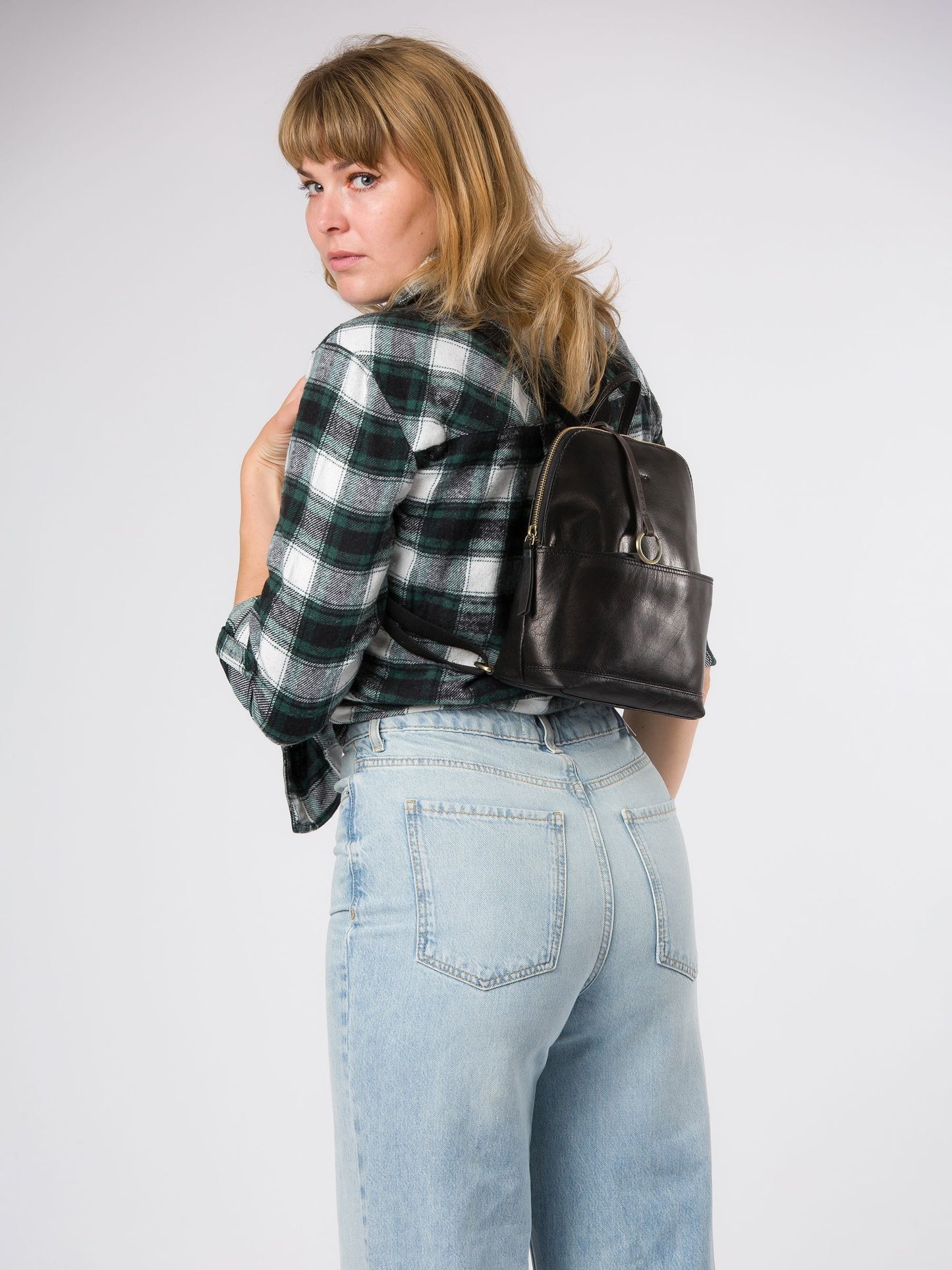Conkca Black Adelle Leather Backpack image 1
