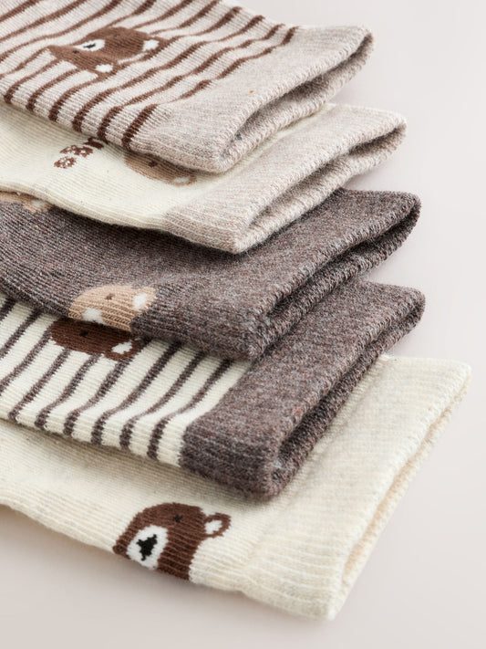 Neutral Bears Character Cotton Rich Socks 5 Pack image 3
