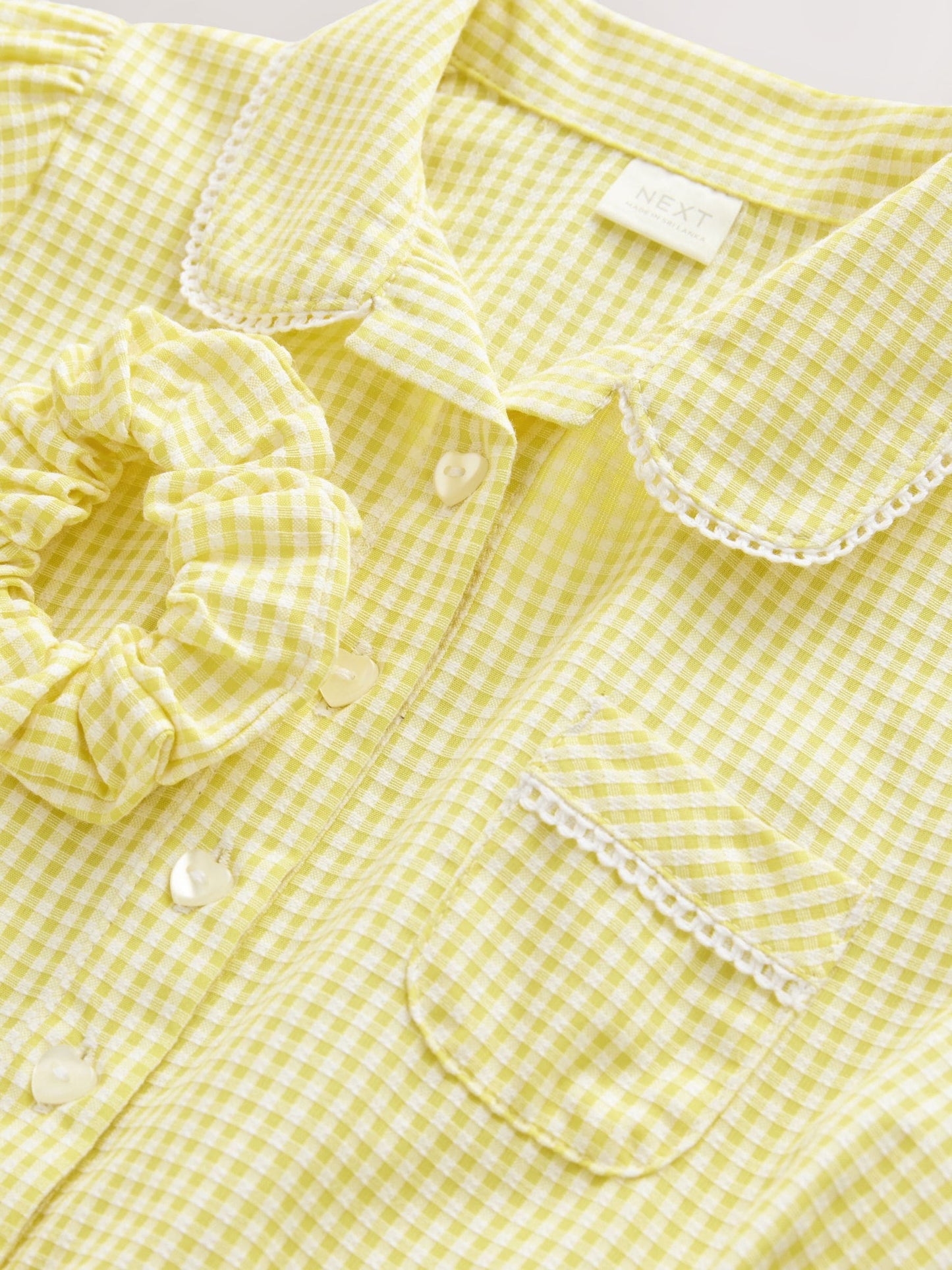 Yellow Cotton Rich Belted School Dress with Scrunchie (3-14yrs) image 9