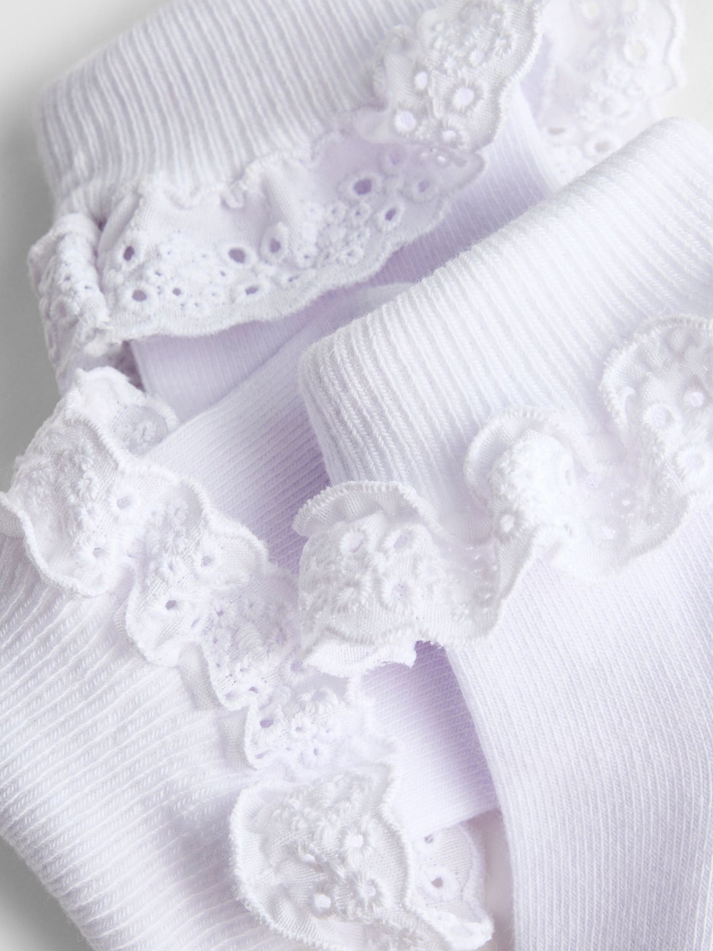 JoJo Maman Bébé White 3-Pack Frilly Socks image 4