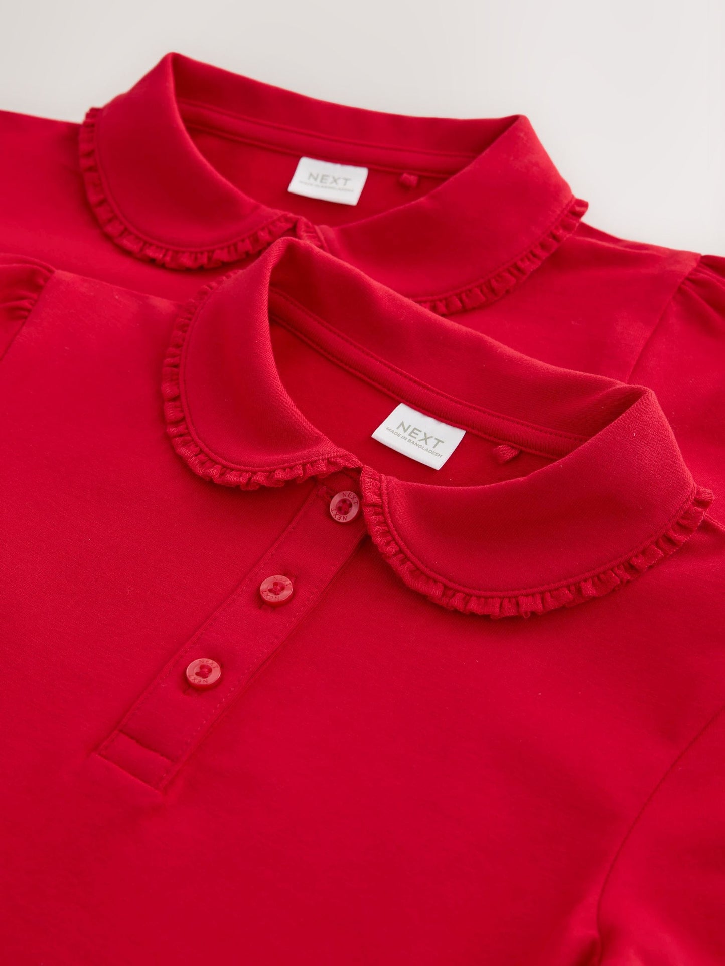 Dsiney Kidz - Red Girls Cotton Stretch Frill Collar School Polo Tops 2 Pack (3-16yrs) image 6