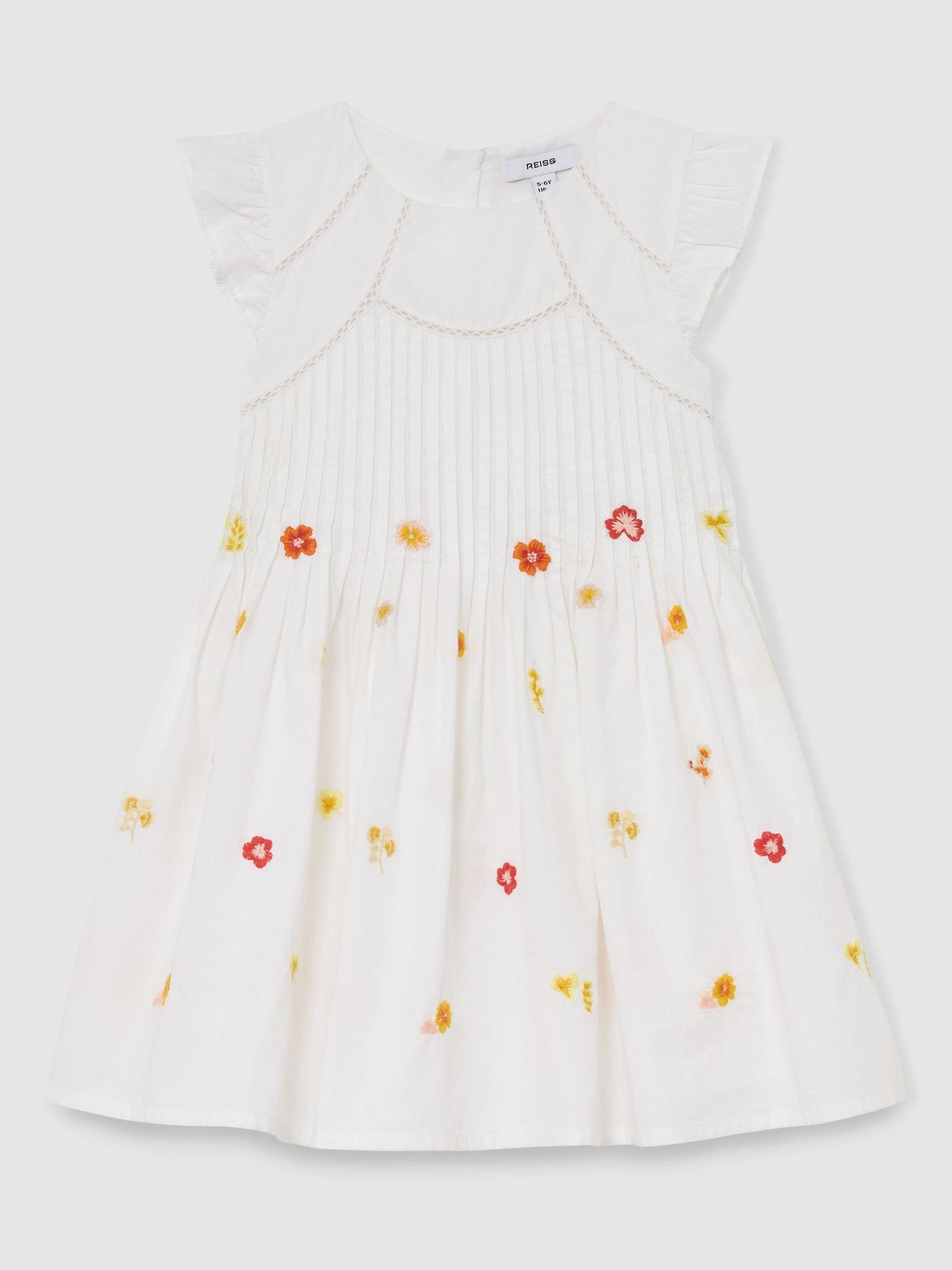 Reiss White Susie 13-14 yrs Cotton Embroidered Pintuck Dress image 1