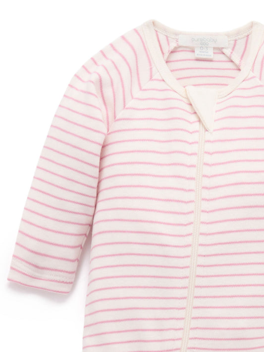 Purebaby Pink Zip Sleepsuits 2 Pack image 2