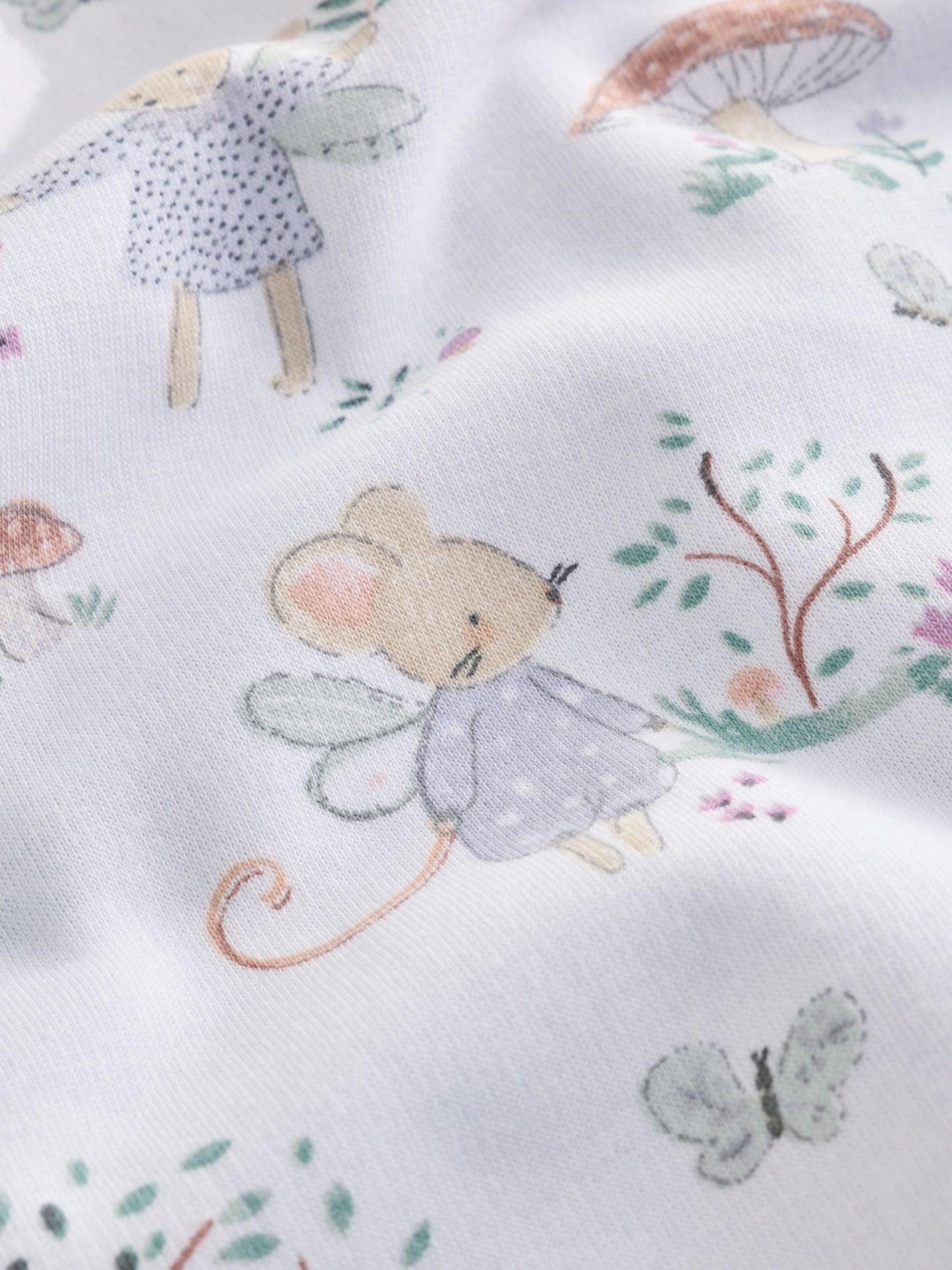White/Lilac Fairy Mouse Fleece Lined Two Way Zip Baby Sleepsuit image 9