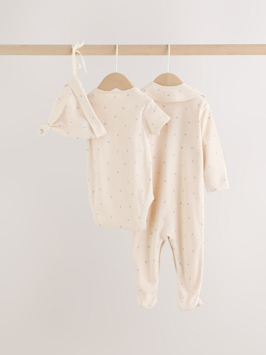 Neutral Milk Club Baby Sleepsuit, Bodysuit, Beanie and Bib Set 4 Piece (0-12mths) image 2