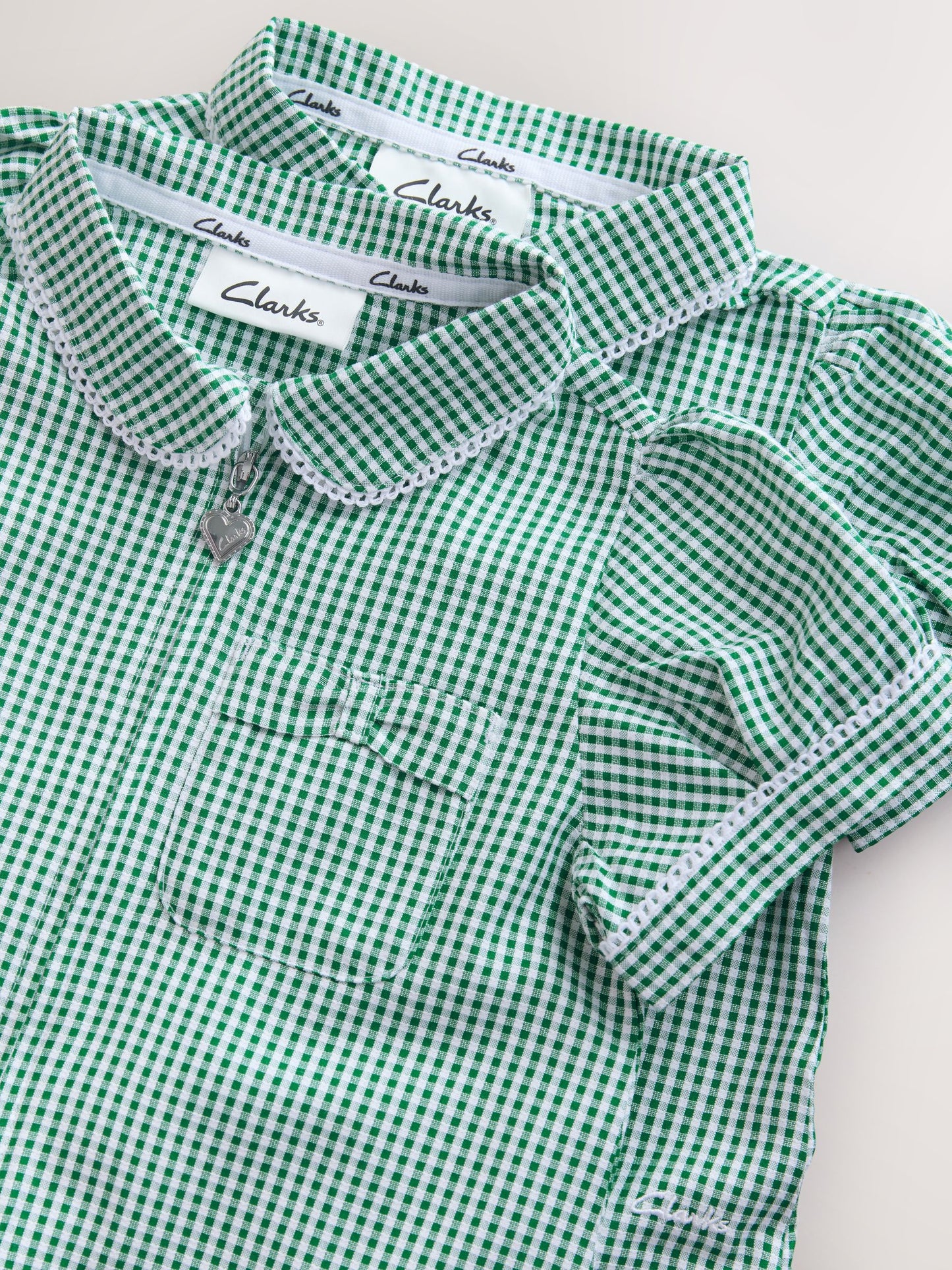 Clarks Green Gingham Zip Front School Dresses 2 Pack image 6