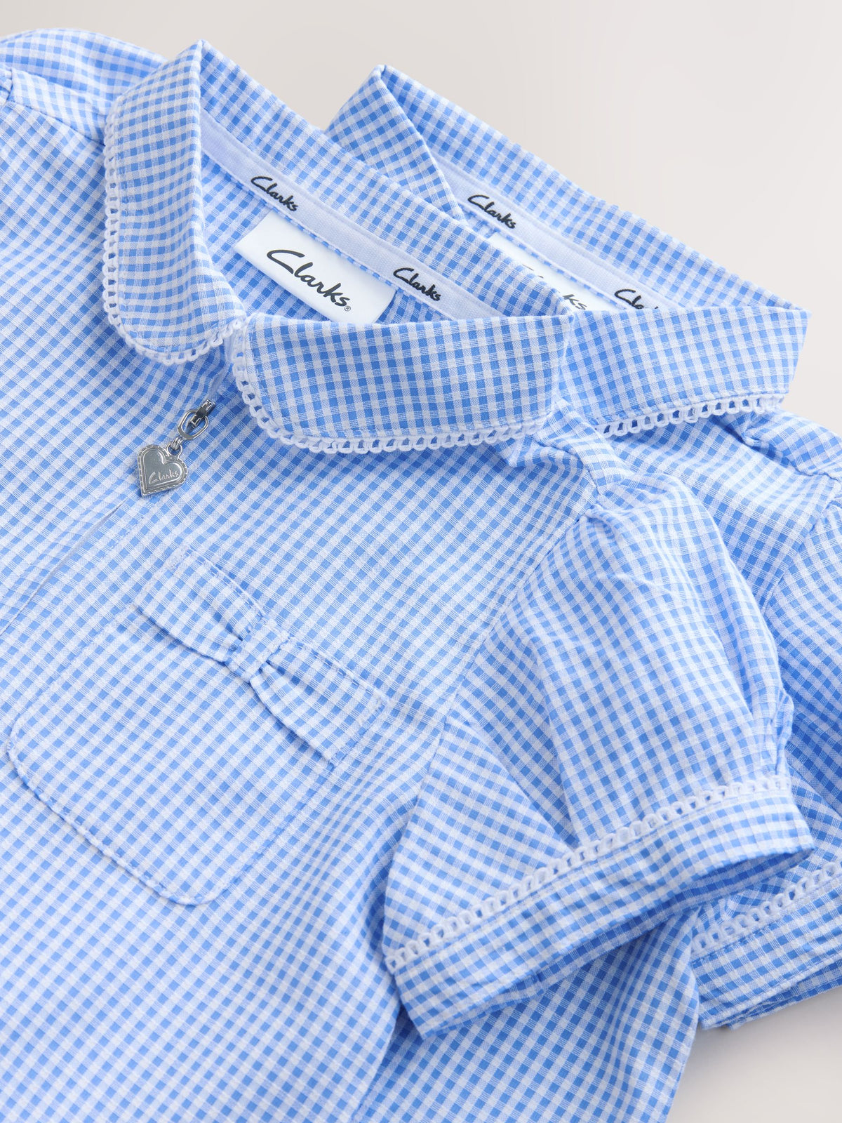 Dsiney Kidz - Clarks Blue Gingham Zip Front School Dresses 2 Pack image 5
