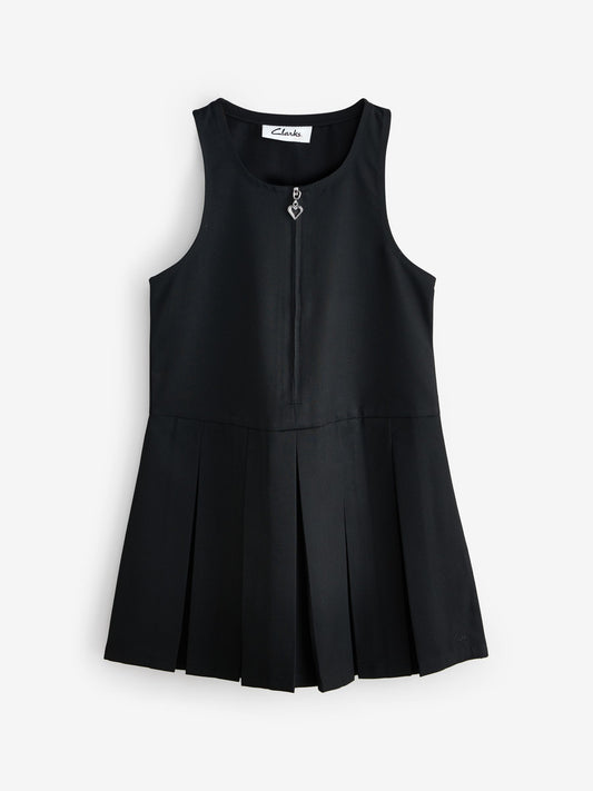 Dsiney Kidz - Clarks Black Girls Zip Front Pleated School Pinafores Dresses 2 Pack image 2