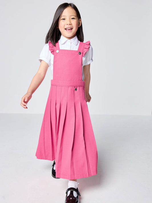 Disney Kidz - Clarks Pink Frill Shoulder Pleated Midi School Pinafore Dress image 1
