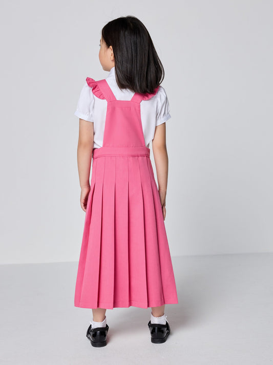 Dsiney Kidz - Clarks Pink Frill Shoulder Pleated Midi School Pinafore Dress image 2