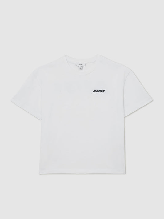 Reiss White Ross 3-9 yrs Cotton Logo Crew-Neck T-Shirt image 2