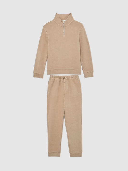 Reiss Camel Bosser 9-13 yrs Half-Zip Sweatshirt and Joggers Set image 2
