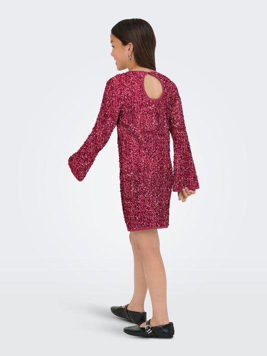 ONLY KIDS Pink Long Sleeve Sequin Dress image 2