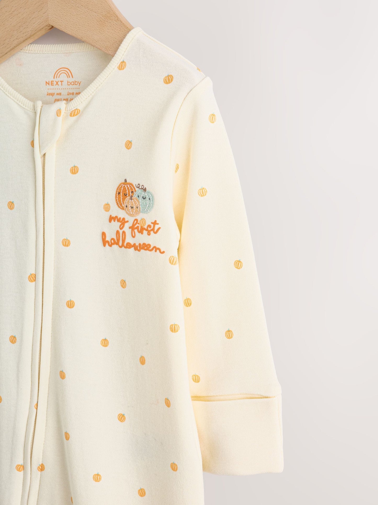 Neutral My First Halloween Two Way Zip Baby Sleepsuit (0mths-3yrs) image 7