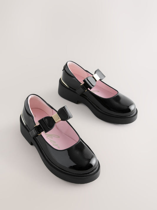Baker by Ted Baker Back to School Patent Multiple Straps Chunky Mary Jane Black Shoes image 2