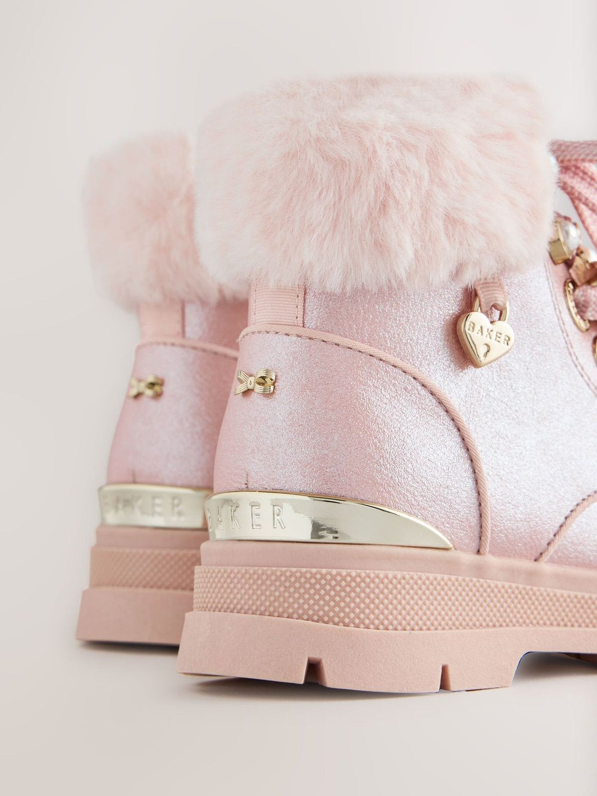 Baker by Ted Baker Faux Fur Cuff Metallic Pink Charm Boots - image 6