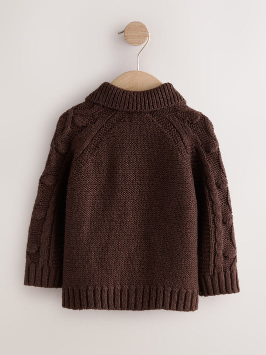 Dsiney Kidz - Chocolate Brown Chunky Bobble Cardigan (3mths-10yrs) image 2