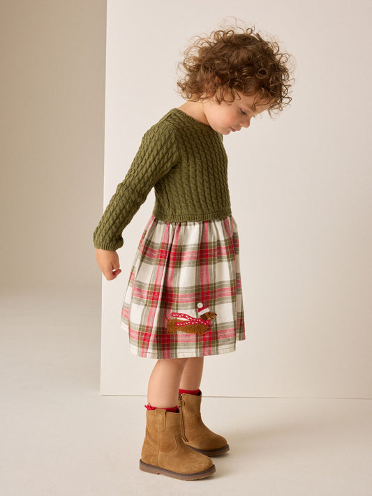 Dsiney Kidz - Green Sausage Dog Embroidered Knitted Dress (3mths-7yrs) image 2