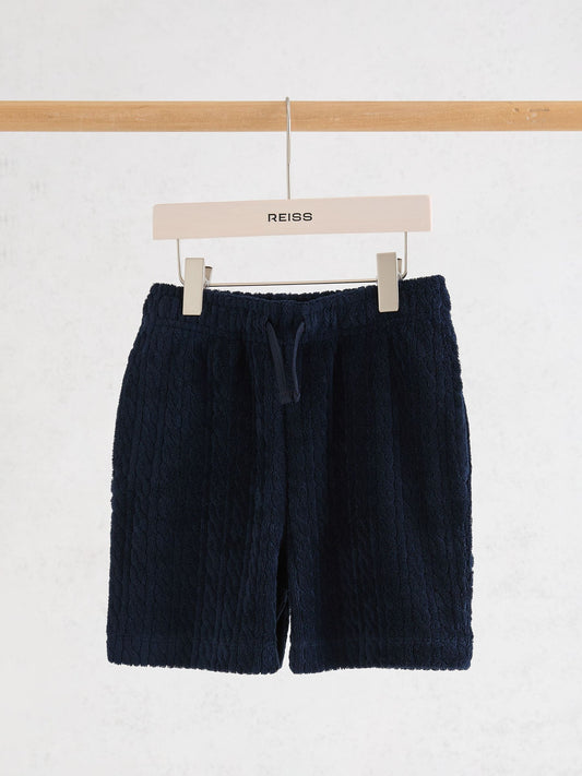 Reiss Navy Tide 3-9 yrs Towelling Drawstring Shorts image 2