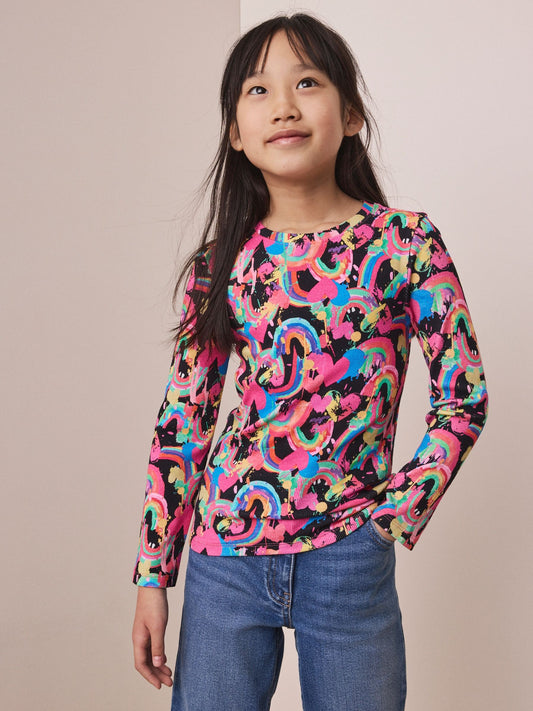 Dsiney Kidz - Bright Heart Rainbow Long Sleeve Ribbed Top (3-16yrs) image 2