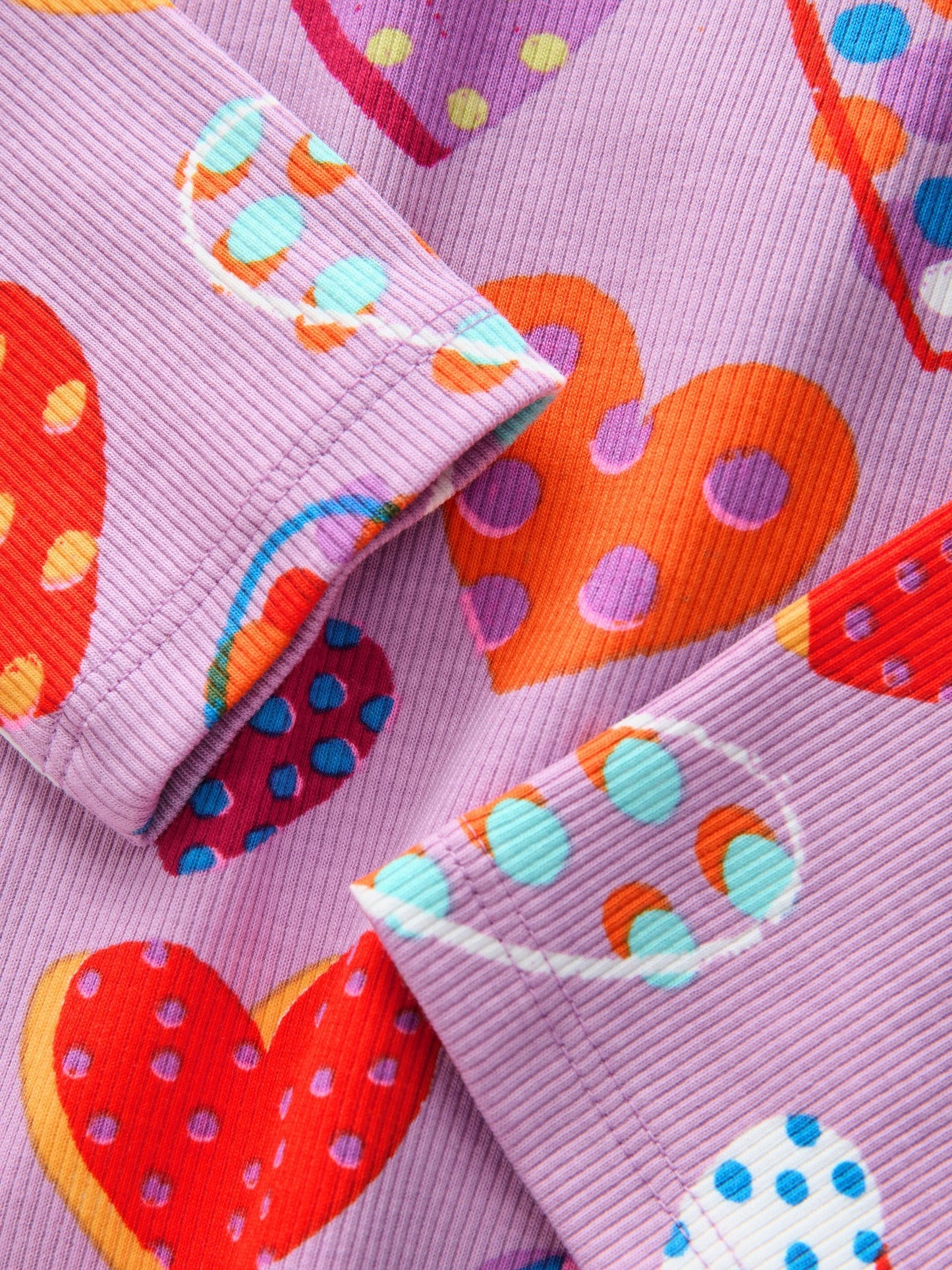 Dsiney Kidz - Lilac Spot Heart Long Sleeve Ribbed Top (3-16yrs) image 4