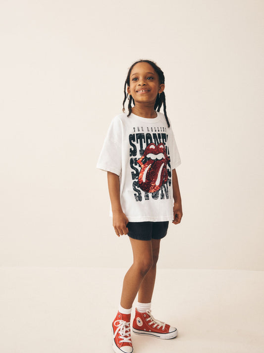 Dsiney Kidz - Ecru Sequin Rolling Stones Oversized T-Shirt (3-16yrs) image 2