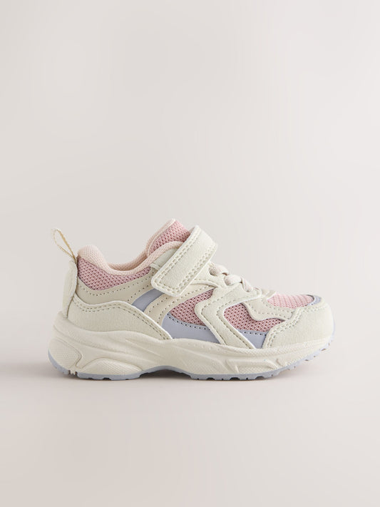Pink/Neutral Elastic Lace Touch Fasten Trainers image 2