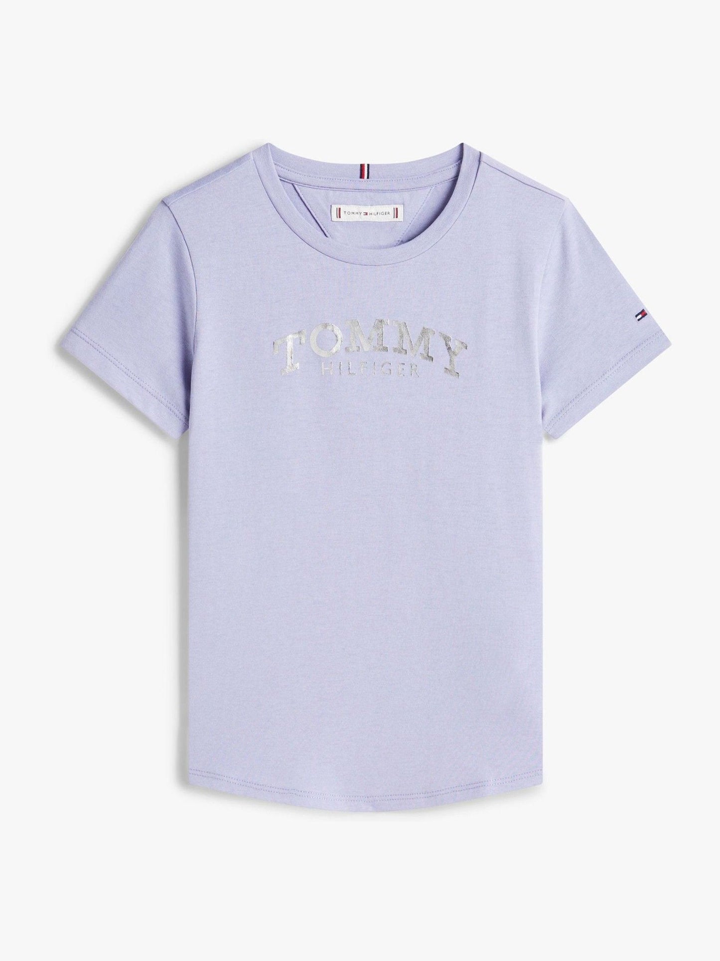 Tommy Hilfiger Purple Metallic Logo Slim Crew Neck T-Shirt image 5